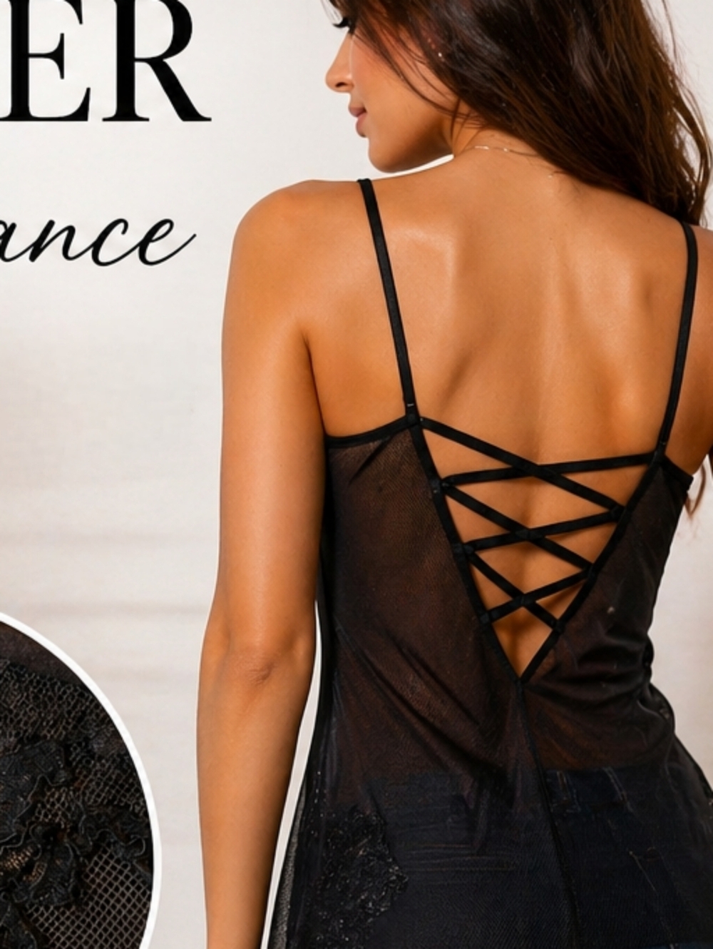 Victoria's Secret  Sheer Black Lace/Mesh Nightie sz M #1172 - Picture 2 of 8
